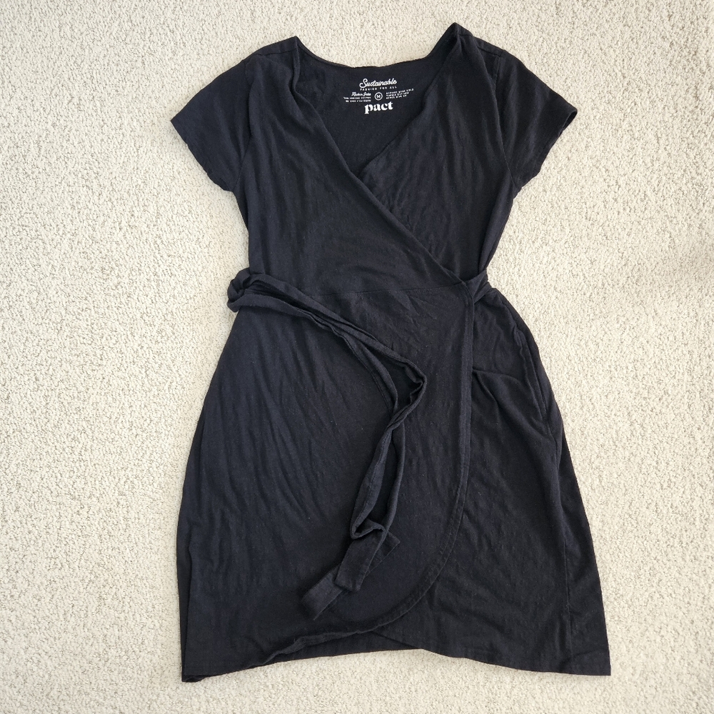 Pact Black Wrap Mini Dress